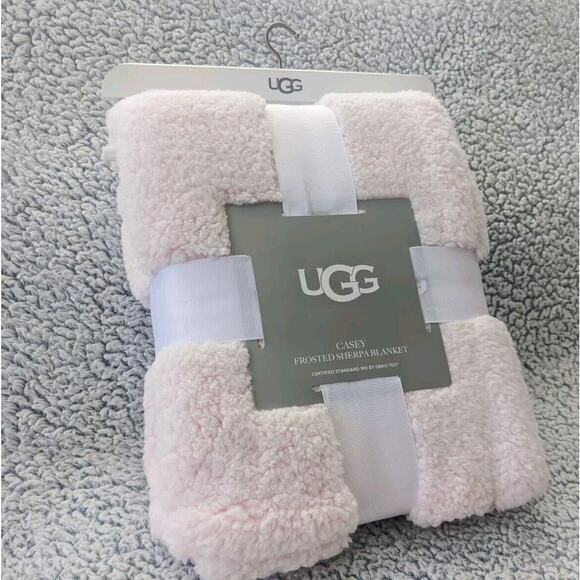 UGG Other - UGG Casey Frosted Sherpa Blanket 30" x 40" Fleece Baby Girl Plush Pink Shell NEW